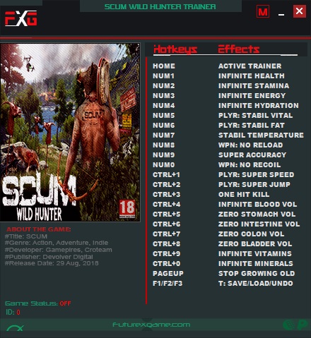 скачать SCUM: Трейнер/Trainer (+22) [0.1.19.1005]