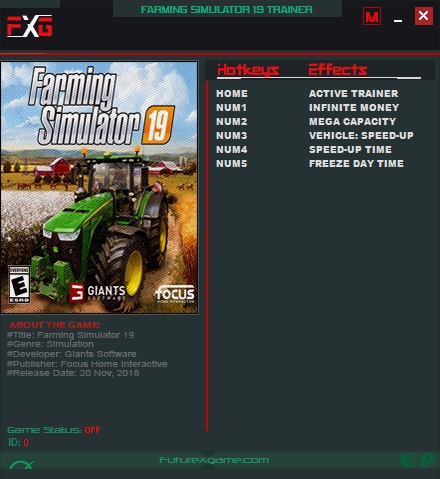 скачать Farming Simulator 19: Трейнер/Trainer (+5) [17801/19830]