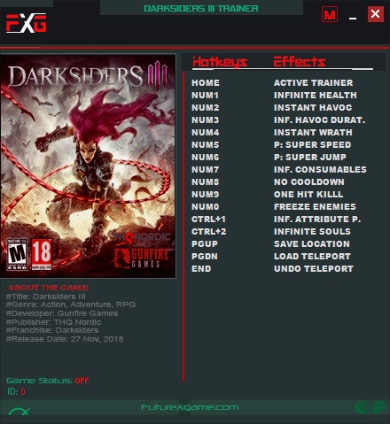 скачать Darksiders 3: Трейнер/Trainer (+13) [v25470]