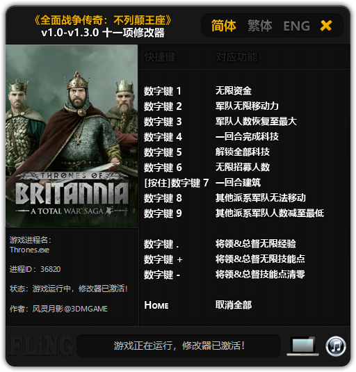 скачать Total War Saga: Thrones of Britannia: Трейнер/Trainer (+11) [1.0 - 1.3.0]