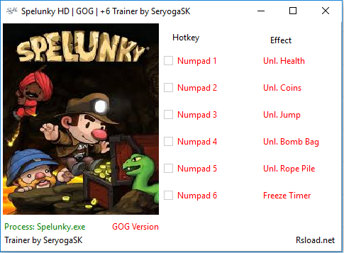 скачать Spelunky HD: Трейнер/Trainer (+6) [Latest GOG]