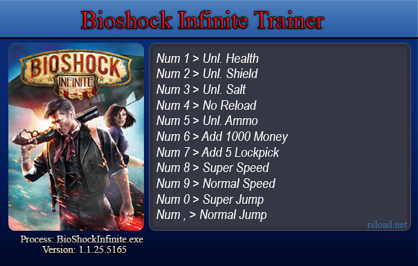 скачать BioShock Infinite: Трейнер/Trainer (+9) [1.1.25.5165] 