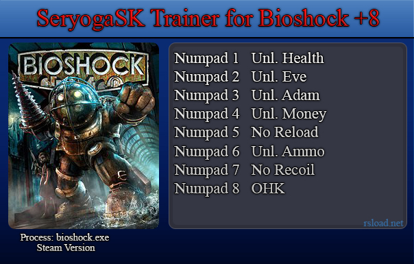 скачать Bioshock: Трейнер/Trainer (+8) [Latest Steam]