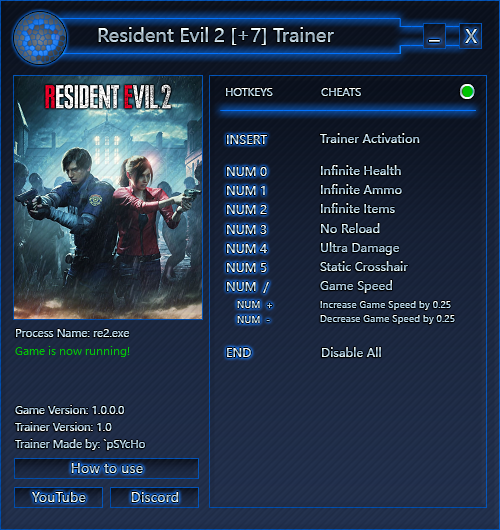 скачать Resident Evil 2: Трейнер/Trainer (+7) [1.0 | STEAM]