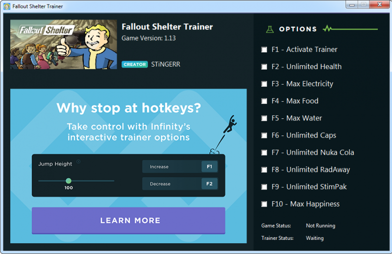 скачать Fallout Shelter: Трейнер/Trainer (+10) [1.13 steam]