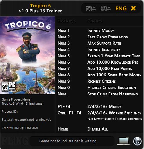 скачать Tropico 6: Трейнер/Trainer (+13) [1.0]