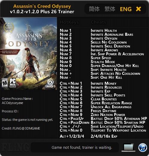скачать Assassin's Creed: Odyssey: Трейнер/Trainer (+26) [1.0.2 - 1.2.0]