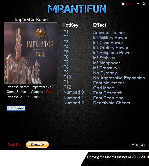 скачать Imperator: Rome: Трейнер/Trainer (+13) [1.0]