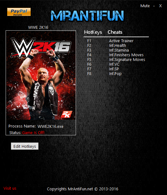 скачать WWE 2K16: Трейнер/Trainer (+7) [1.05] 