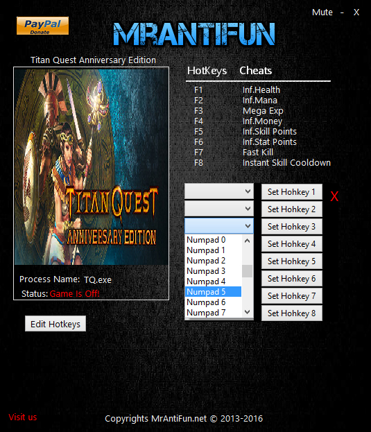 скачать Titan Quest - Anniversary Edition: Трейнер/Trainer (+8) [2.1.1]