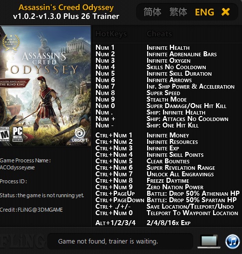 скачать Assassin's Creed: Odyssey: Трейнер/Trainer (+26) [1.0.2 - 1.3.0]