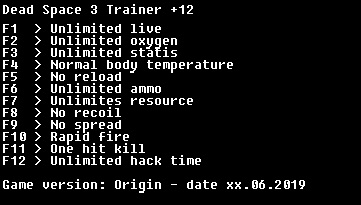 скачать Dead Space 3: Трейнер/Trainer (+13) [Origin] - Updated: 17.06.2019