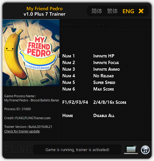 скачать My Friend Pedro: Трейнер/Trainer (+7) [1.0]