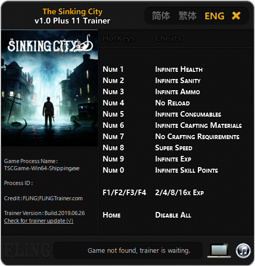 скачать Sinking City: Трейнер/Trainer (+11) [1.0]