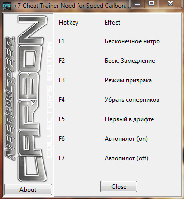 скачать Need for Speed Carbon: Трейнер/Trainer (+7) [v1.2]