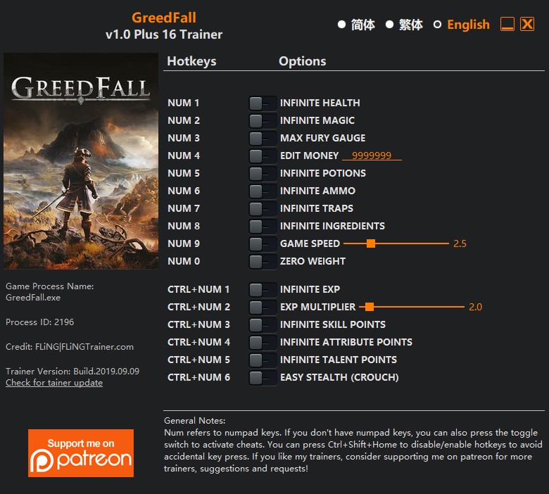 скачать GreedFall: +16 трейнер v1.0 {FLiNG}