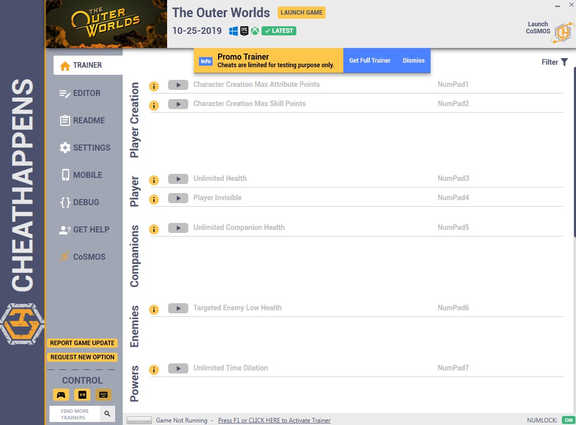 скачать The Outer Worlds: +52 трейнер HF2 (10.25.2019) {CheatHappens.com}