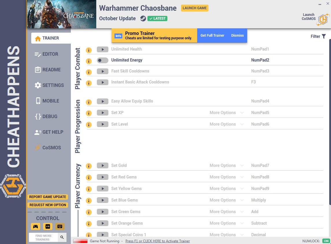 скачать Warhammer: Chaosbane - +11 трейнер (для полной версии от 11.04.2019) {CheatHappens.com}