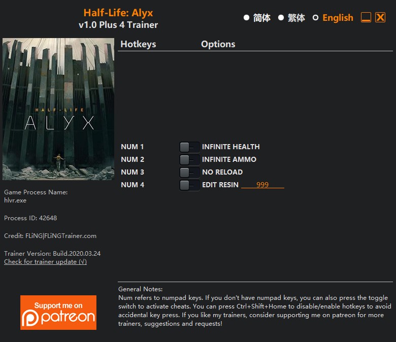 скачать Half-Life: Alyx - +4 трейнер v1.0 {FLiNG}