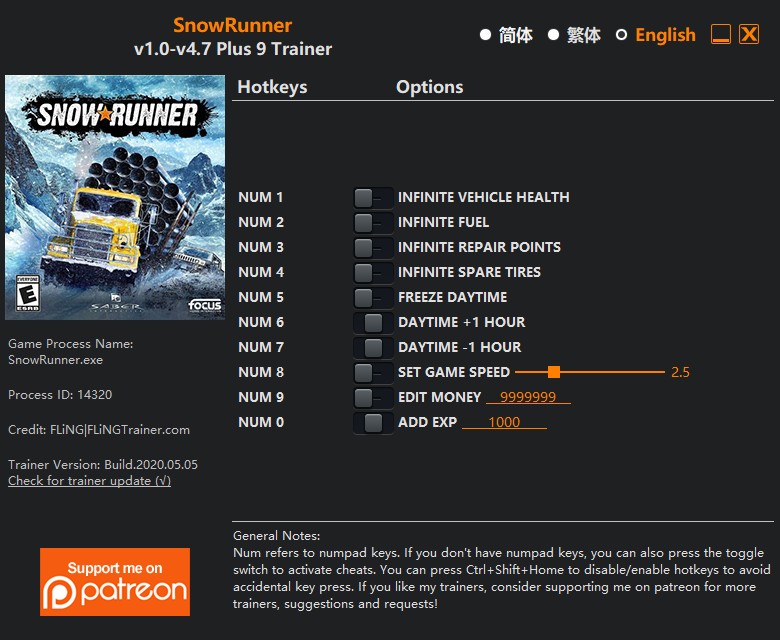 скачать SnowRunner: +9 трейнер v1.0-v4.7 {FLiNG}