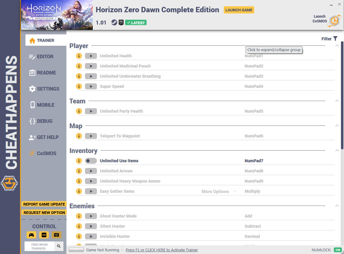скачать Horizon: Zero Dawn - Complete Edition: +33 трейнер 1.01 (STEAM+EPIC) {CheatHappens.com}