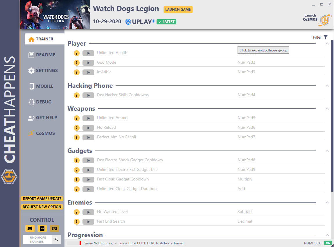 скачать Watch Dogs: Legion +16 трейнер v10.30.2020 {CheatHappens.com}