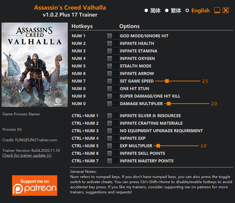 скачать Assassin's Creed: Valhalla - +17 трейнер v1.0.2 {FLiNG}