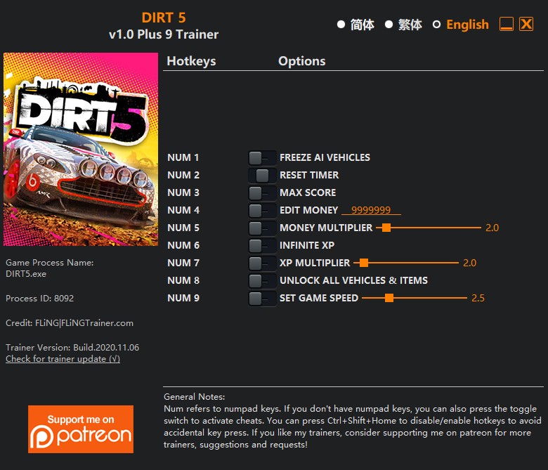 скачать Dirt 5: +9 трейнер v1.0 {FLiNG}