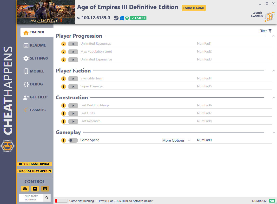 скачать Age of Empires III: Definitive Edition - +9 трейнер v100.12.6159.0 (STEAM+GAMEPASS) {CheatHappens.com}