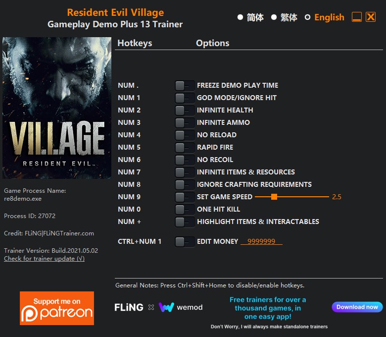 скачать Resident Evil Village: +16 трейнер геймплей демо {FLiNG}