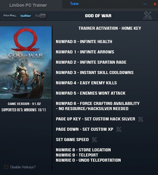 скачать God of War: +11 трейнер v1.02 UPD: 25.04.2022 {LinGon}
