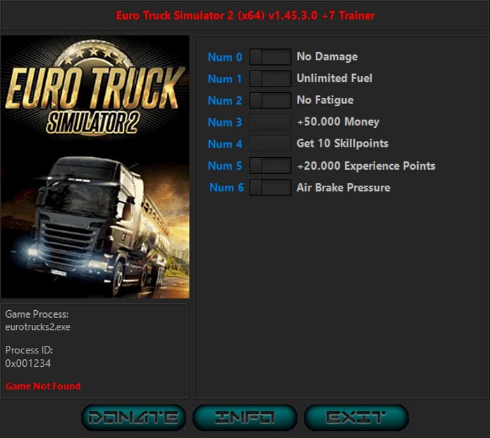 скачать Euro Truck Simulator 2: +7 трейнер v1.45.3.0 {iNvIcTUs oRCuS/HOG}