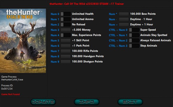 скачать theHunter: Call of the Wild +17 трейнер v2353930 Steam & Epic {iNvIcTUs oRCuS / HoG}