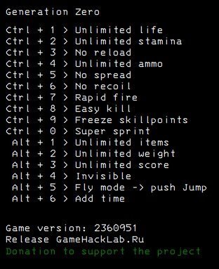скачать Generation Zero: +16 трейнер v2380180 {LIRW}