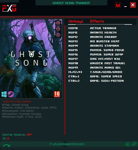 скачать Ghost Song: +12 трейнер v1.1.8 {FutureX}