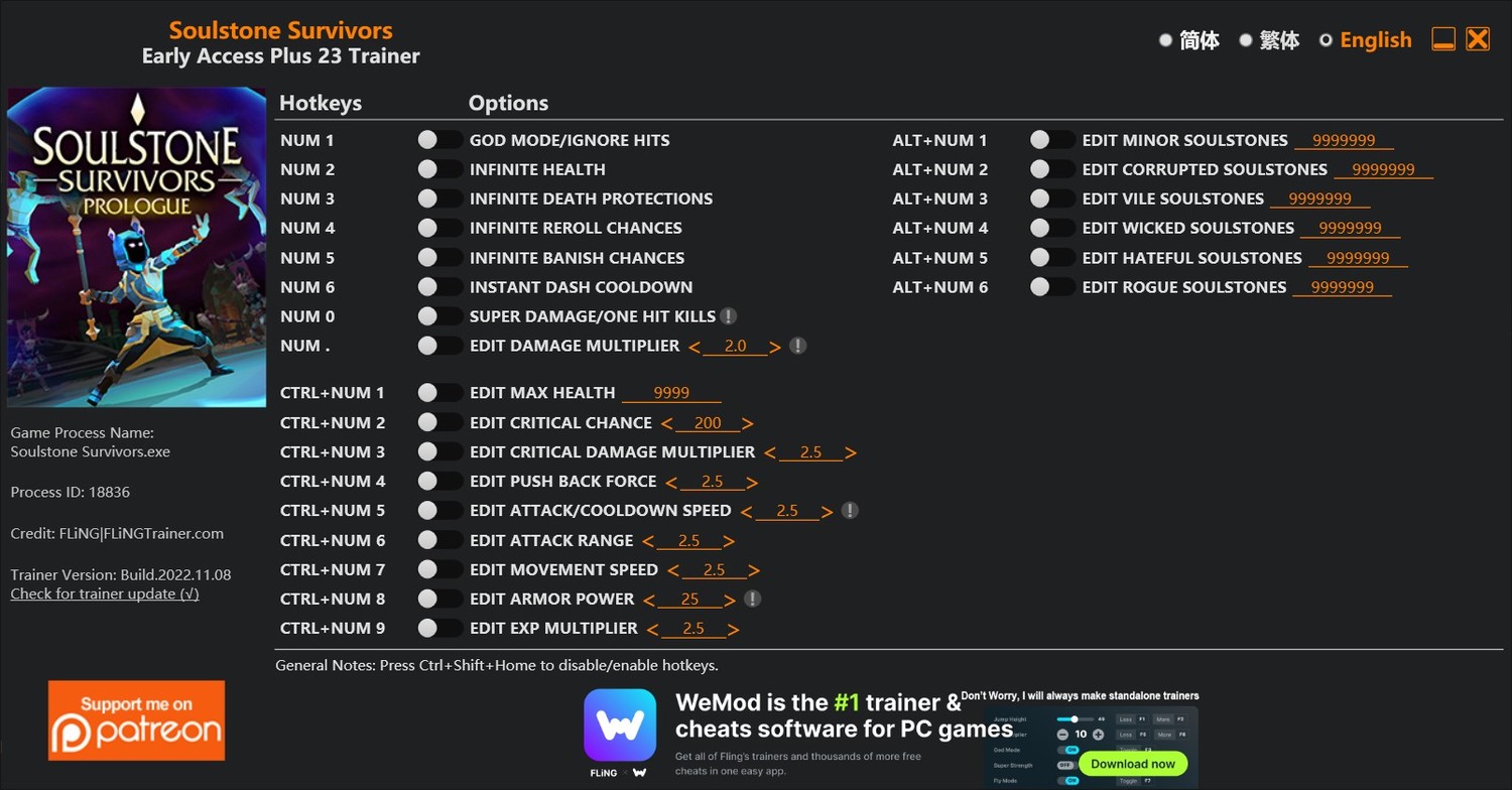 скачать Soulstone Survivors: +23 трейнер EA v2022.11.08 {FLiNG}