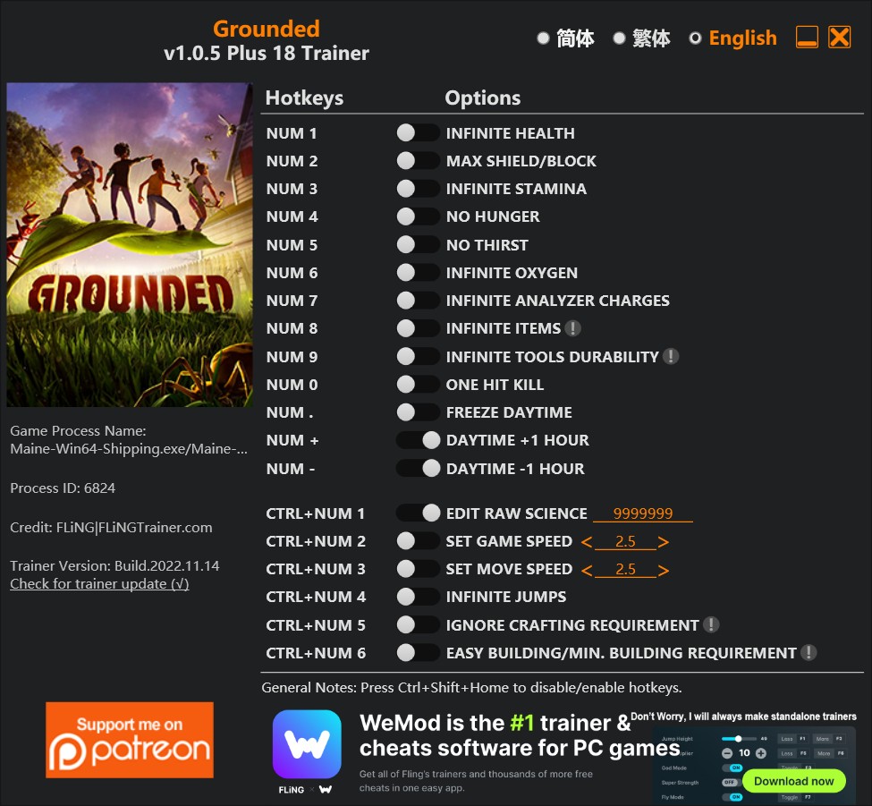 скачать Grounded: +18 трейнер v1.0.5 {FLiNG}