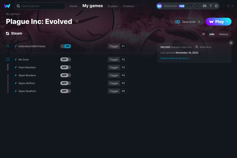 скачать Plague Inc: Evolved +6 трейнер v16.11.2022 {MrAntiFun / WeMod}