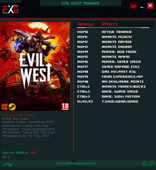 скачать Evil West: +14 трейнер v1.03 {FutureX}