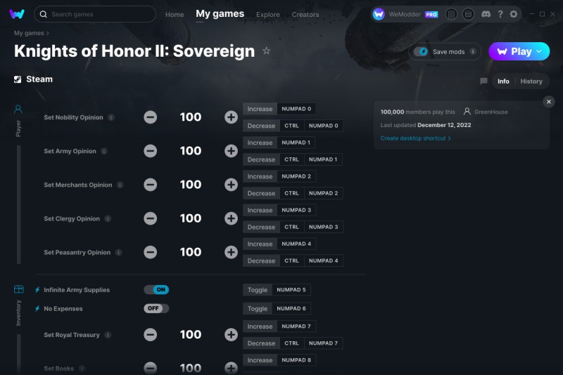 скачать Knights of Honor 2: Sovereign +21 трейнер v12.12.2022 {GreenHouse / WeMod}