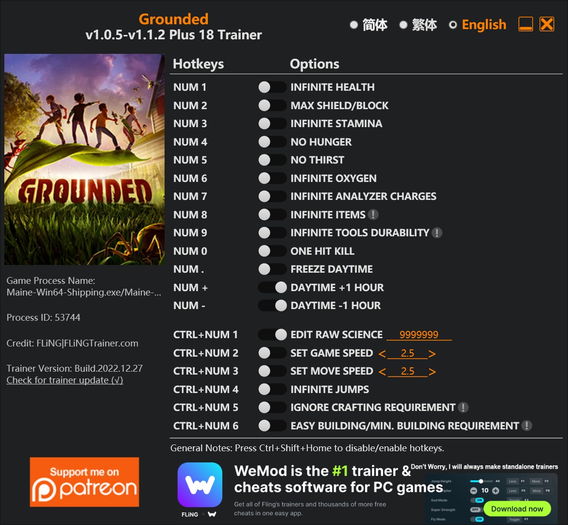 скачать Grounded: +18 трейнер v1.0.5-v1.1.2 {FLiNG}