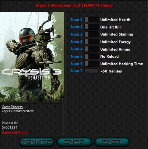 скачать Crysis 3 Remastered: +8 трейнер v1.2 Steam {iNvIcTUs oRCuS / HoG}