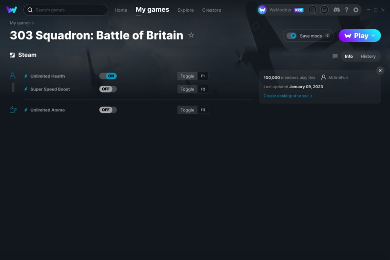 скачать 303 Squadron: Battle of Britain +3 трейнер v09.01.2022 {MrAntiFun / WeMod}