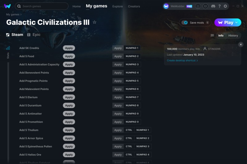 скачать Galactic Civilizations 3: +26 трейнер v11.01.2023 {STiNGERR / WeMod}