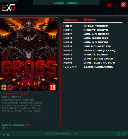 скачать GROSS: +10 трейнер v09.01.2023 {FutureX}