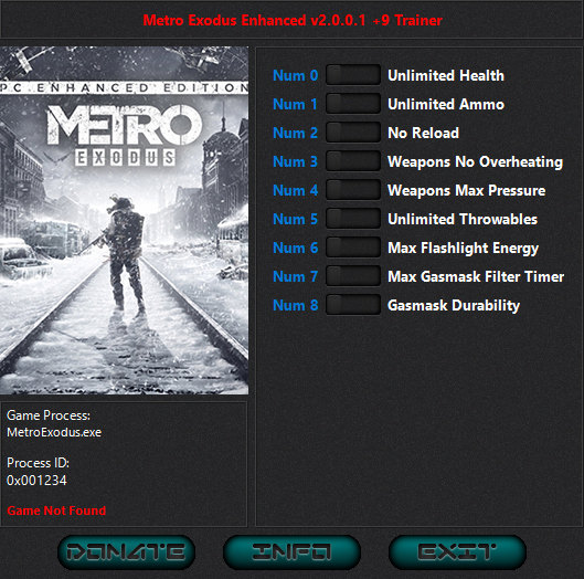 скачать Metro Exodus - Enhanced Edition: +9 трейнер v2.0.0.1 {iNvIcTUs oRCuS}