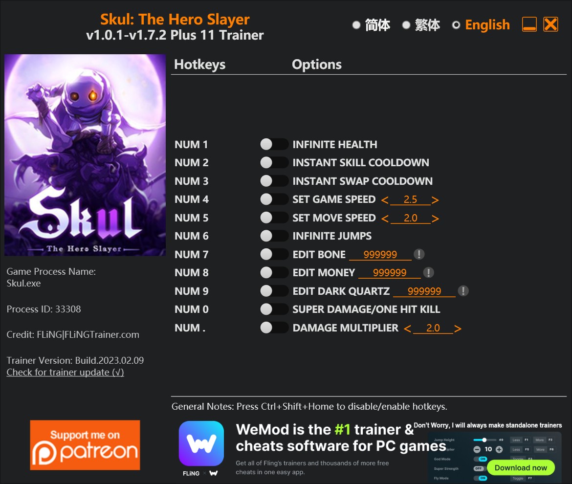 скачать Skul the Hero Slayer: +11 трейнер v1.0-v1.7.2 {FLiNG}