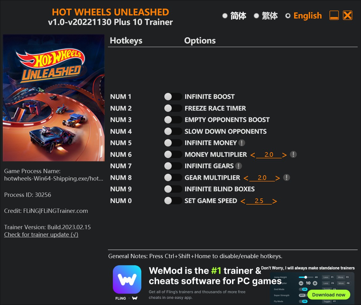 скачать Hot Wheels Unleashed: +10 трейнер v1.0-v20221130 {FLiNG}