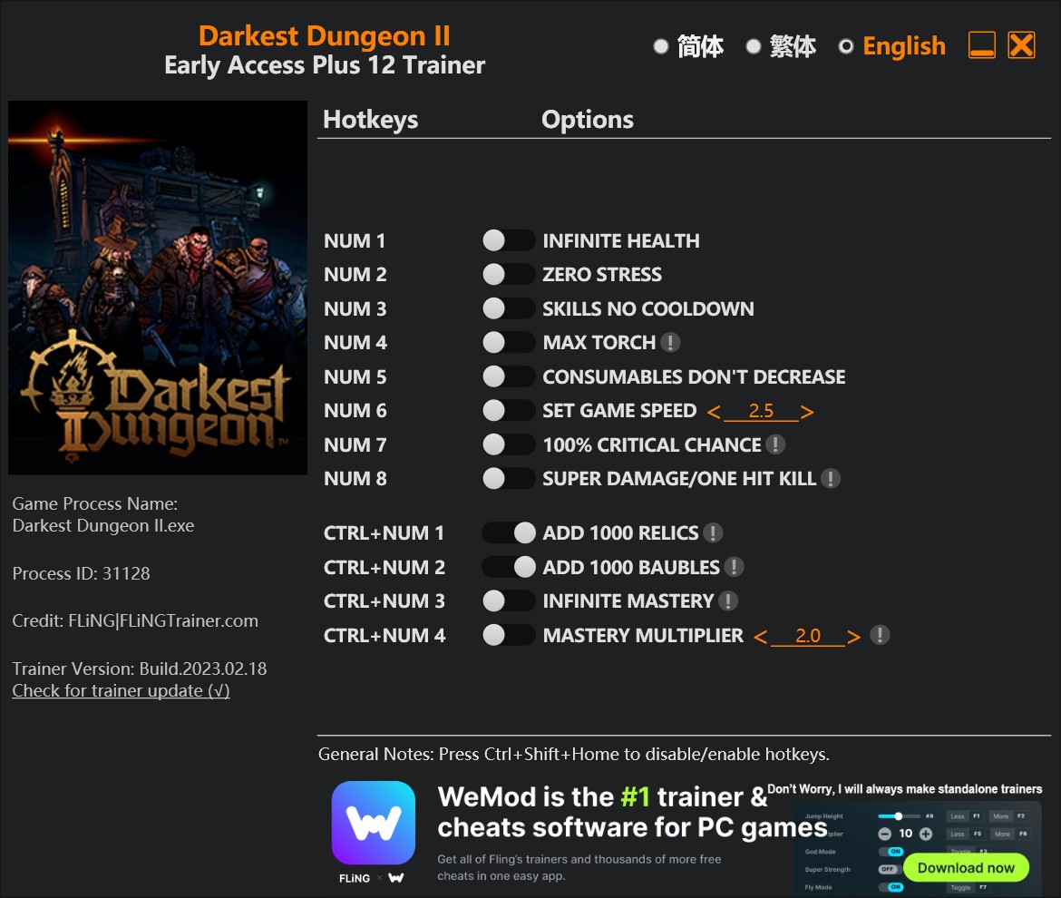 скачать Darkest Dungeon II: +12 трейнер v2023.02.18 {FLiNG}