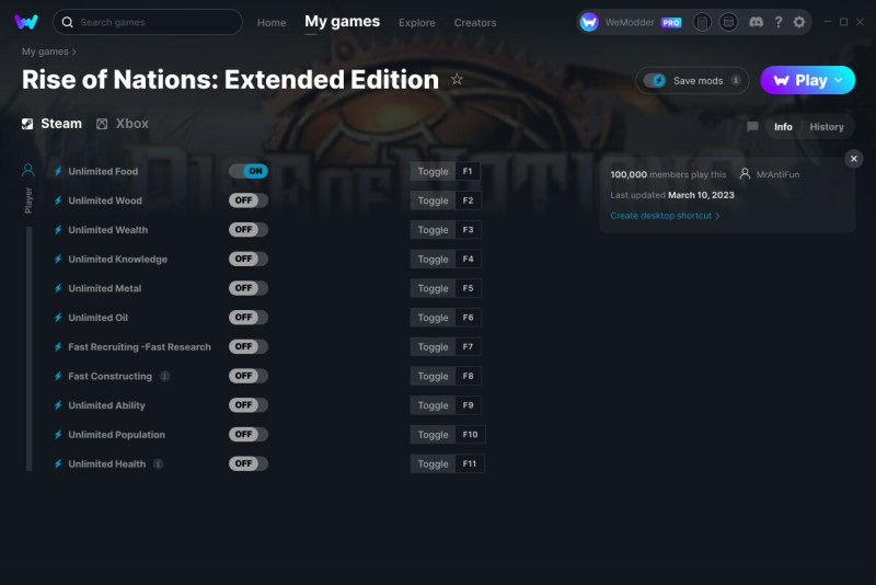скачать Rise of Nations: Extended Edition +11 трейнер v10.03.2023 {MrAntiFun / WeMod}